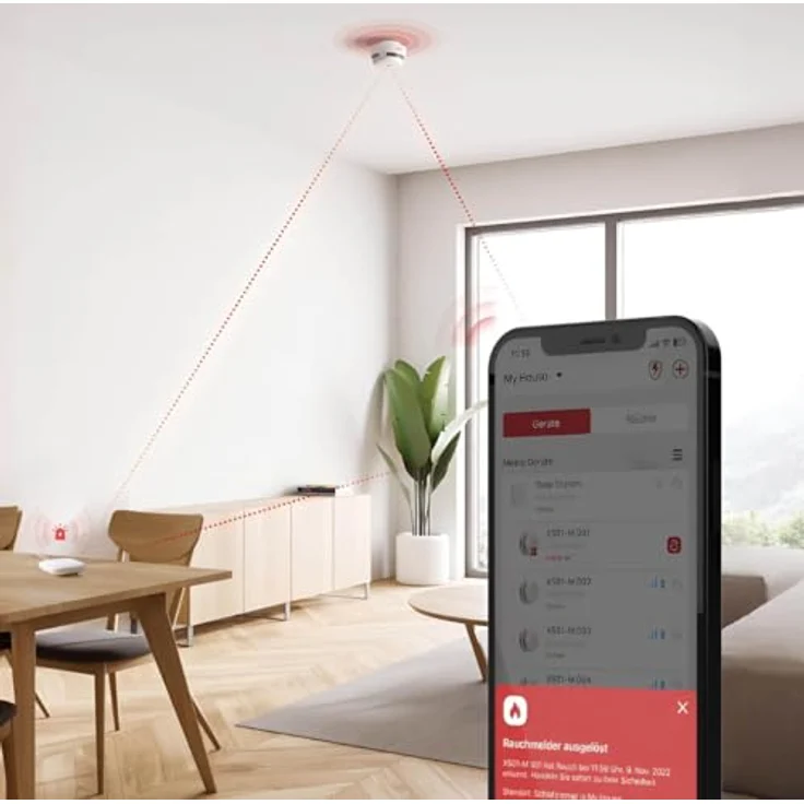 X-SENSE FS61 Smart Rauchmelder Komplett-Set, Basis + 6 Rauchmelder, weiß, 2,4-GHz-WLAN, Decken- und Wandmontage – Bild 8