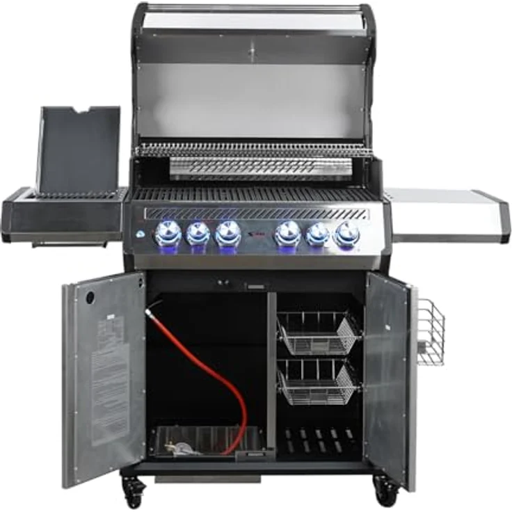 SANTOS S-418 Pro Edelstahl Gasgrill mit Seitenbrenner, Heckbrenner, hochwertiger Edelstahlhaube und Profi-Ausstattung – Bild 3