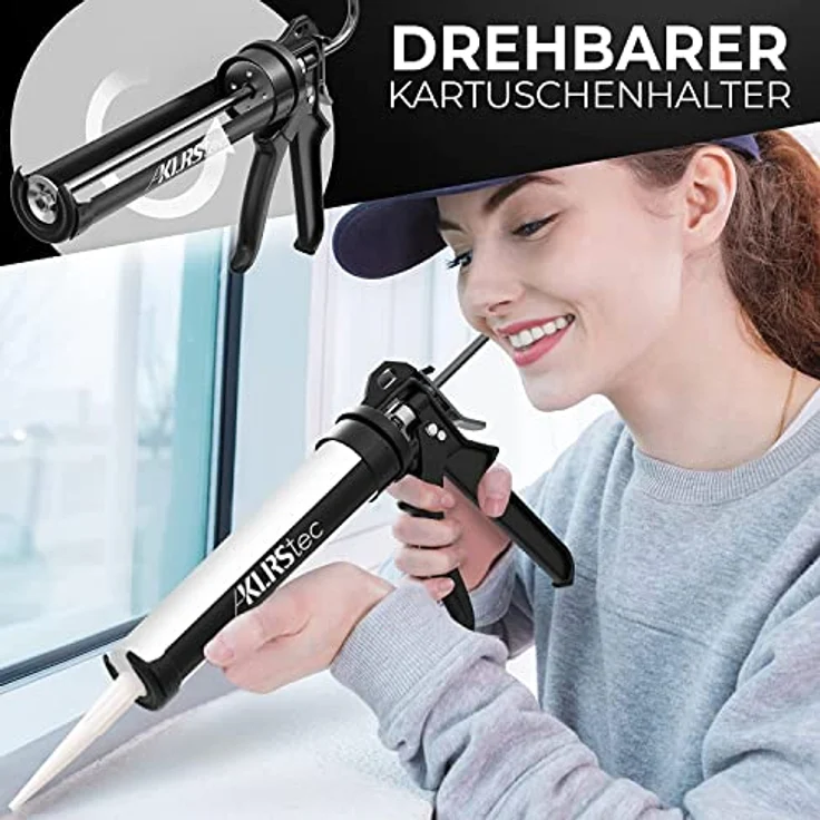 KLRStec Kartuschenpistole - Kartuschenpresse mit maximaler 25:1 Übersetzung - Profi 4K Kartuschenpistole für alle gängigen 150-300ml Dicht- und Klebstoff-Kartuschen, Silikon, Acryl, Mörtel etc. - Preisvergleich – Bild 6