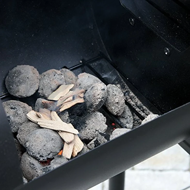 BBQ-Toro Smoker BBQ Smoker Grill, Holzkohle Grillwagen, Barbecue Holzkohlegrill, mit seitlicher Feuerbox und Thermometer, schwarz – Bild 4