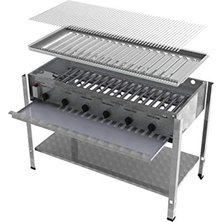 ChattenGlut Gasgrill Gastrobräter 27kW mit Einzelne Edelstahlstäbe als Rost, BxTxH: 1140x530x800 cm, in Edelstahl – Bild 7