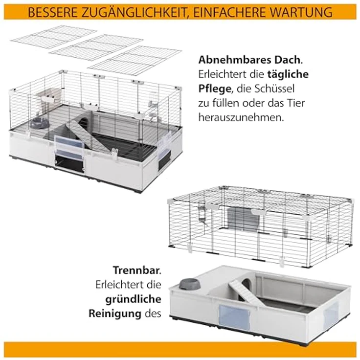 Ferplast MODULAR 4, Modularer Kaninchenkäfig, Hasenkäfig, Meerschweinchenkäfig, erweiterbar, mit Zubehör, 179 x 72 x h 56 cm, flexibel und nachhaltig – Bild 4