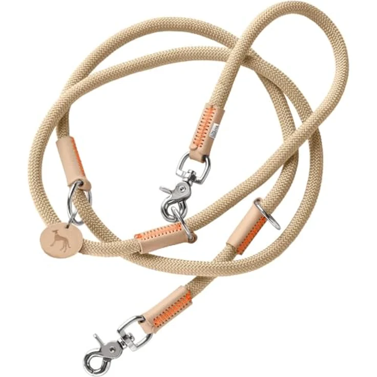 HUNTER Verstellbare Führleine Malia Farbe beige/Natur, Größe 10/200 - 3-fach verstellbare Führleine, Geschmeidig und strapazierfähig, Mit praktischem Zangenkarabiner, Robust und leicht, Made in Germany – Bild 1