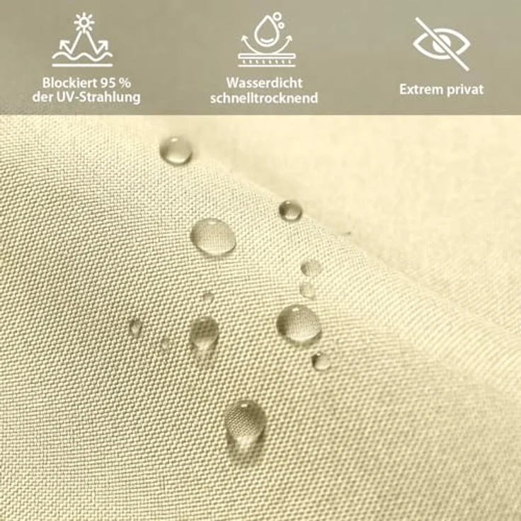 Balkonsichtschutz 100% Polyester Oxford-Gewebe, 100% undurchsichtig Beige 90x600 cm – Bild 5