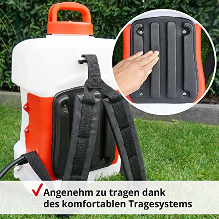 Hecht 416 Akku-Drucksprühgerät, 16 Liter mit 12V/7Ah Akku, Rucksackgurt, 2,5 bar, 160 min Laufzeit, ergonomisch – Bild 3