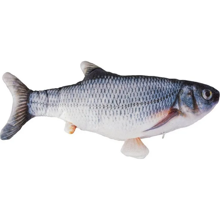 DUVO+ Catch 'n Play Fish, interaktives Katzenspielzeug mit beweglichem Schwanz und Katzenminze, 28 x 13 x 5 cm