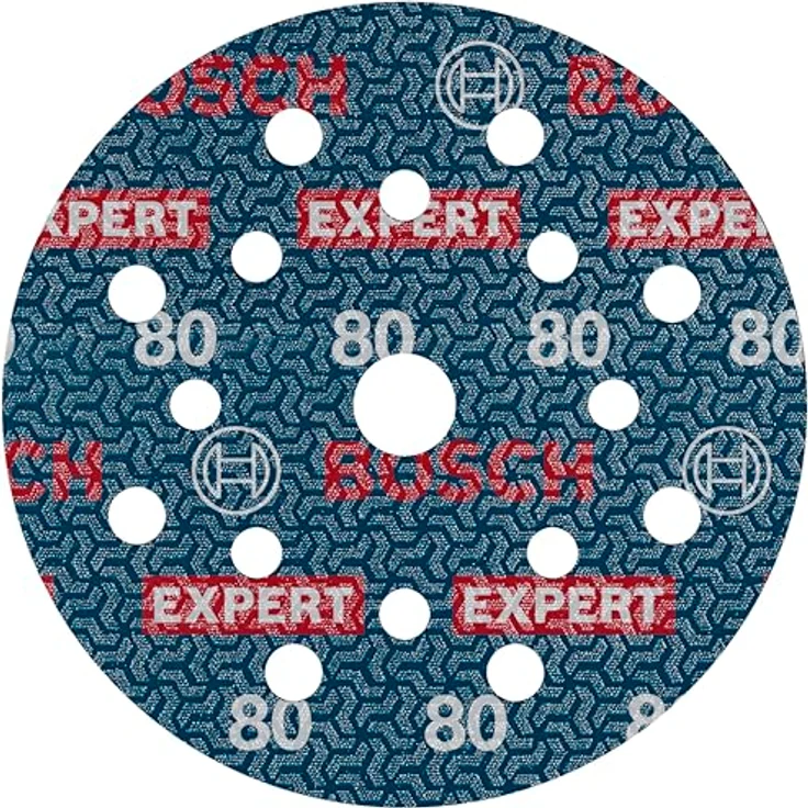 Bosch 6x EXPERT O780 Folienschleifscheibe, 125 mm, Körnung 80, für Hartholz und Farbe auf Holz, Klettverschluss, Professional Zubehör Exzenterschleifer – Bild 1