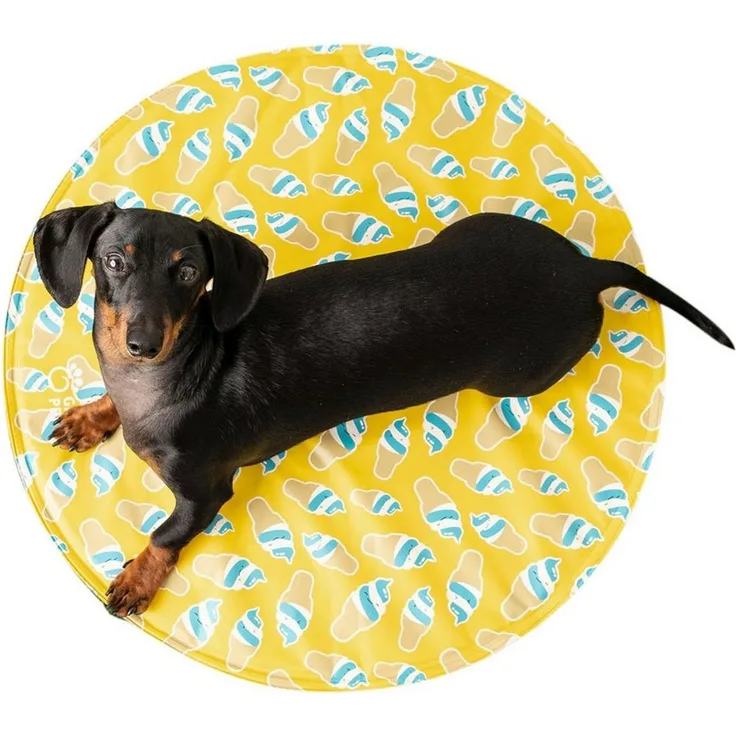 GF Pet Hundematte Elastofit Runde Kühlmatte für Hunde und Katzen - Gelb - L/XL, Kühlung bis zu 7°C unter Raumtemperatur