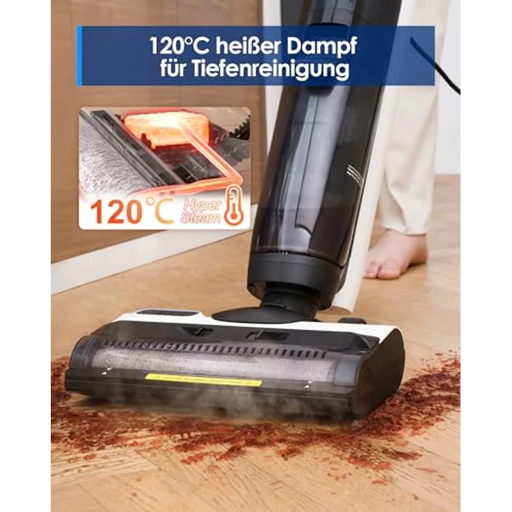 Tineco iFLOOR 5 Steam Nass Trockensauger, 120℃ Hochtemperatur-Dampf, Selbstreinigung Nasssauger, Hartholz bodenreiniger – Bild 3