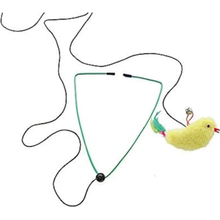 Nobby Plüschvogel Katzenspielzeug mit Glöckchen am langen Gummiband zur Befestigung am Türrahmen, 1 Stück