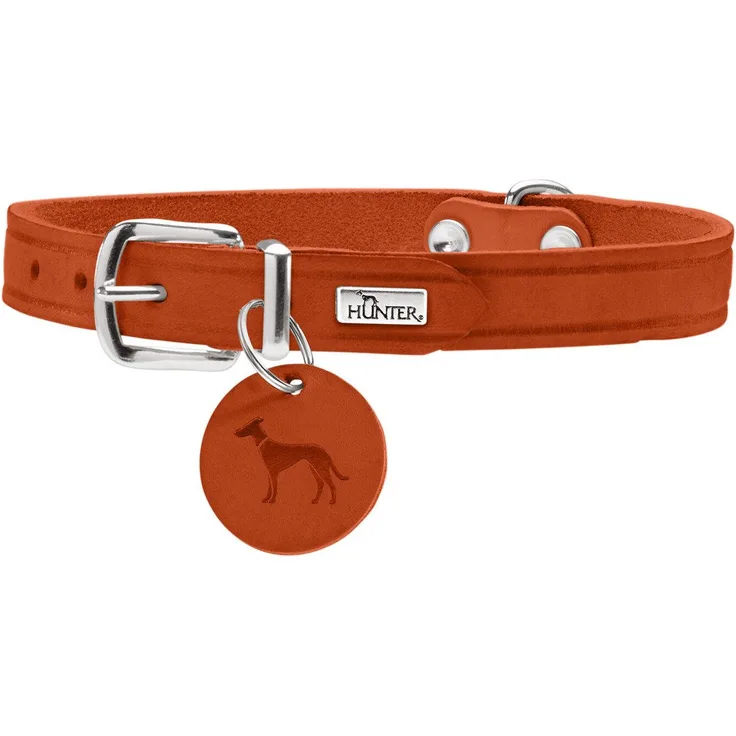 Hunter Tierbedarf Hunde-Halsband Aalborg orange, Robustes Rindsleder, ideal für Hundesport
