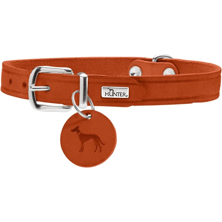 Hunter Tierbedarf Hunde-Halsband Aalborg orange, Robustes Rindsleder, ideal für Hundesport – Bild 1