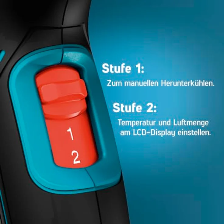 NOVUS TOOLS Heißluftpistole H-550, stufenlos einstellbar von 50–650°C, Keramikheizung mit LCD-Anzeige und Programmspeicher – Bild 3