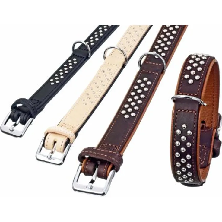 Karlie Halsband Rondo, Nappaleder mit Rundkopfnieten, L: 32 cm, B: 22 mm, natur