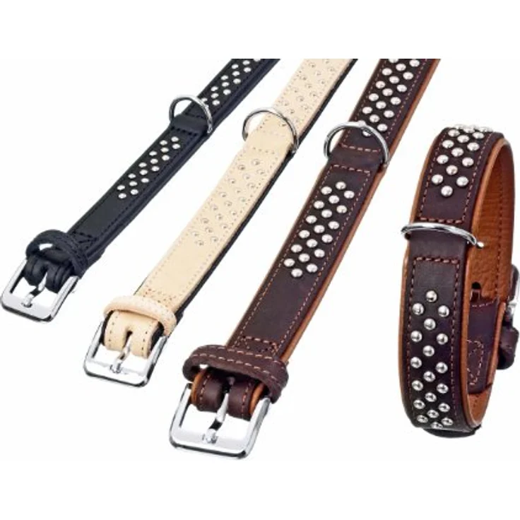 Karlie Halsband Rondo, Nappaleder mit Rundkopfnieten, L: 32 cm, B: 22 mm, natur