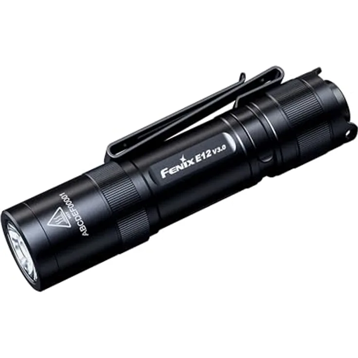 FENIX E12 v3.0, Mini-Taschenlampe, 200 Lumen, 78 m, max. 100 Stunden, magnetische Endkappe, IP68, Schwarz