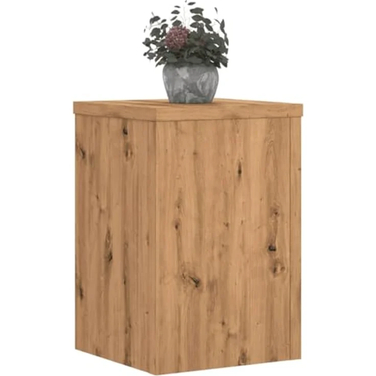vidaXL Blumenständer Pflanzenständer 2 Stk Artisan-Eiche 25x25x35 cm, Robustes Holzwerkstoff, Stabile Oberplatte, Leicht zu reinigen – Bild 3