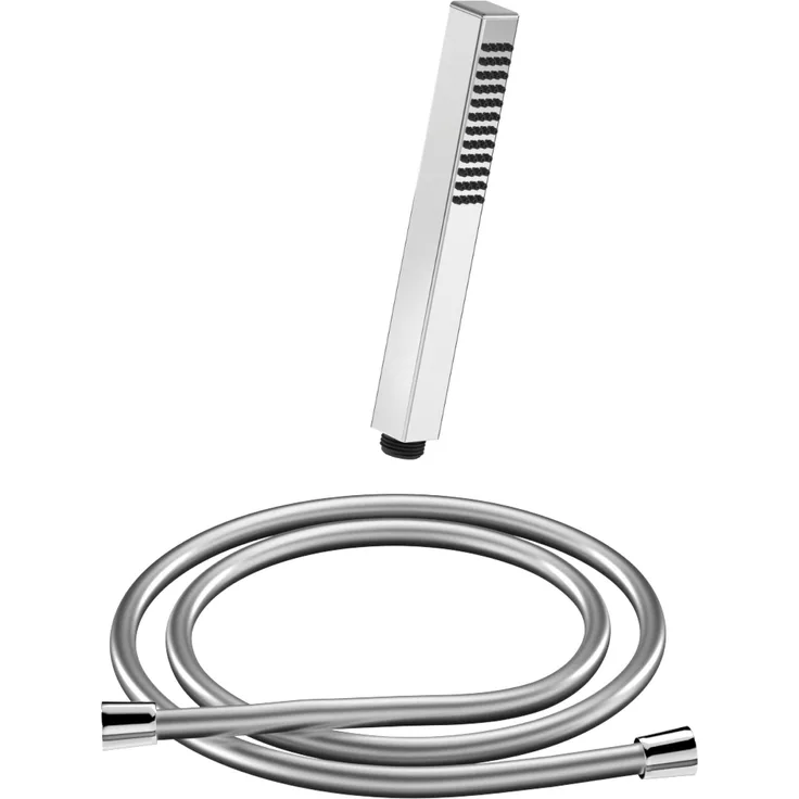 CHRIS BERGEN Brausegarnitur SET aus Handbrause und Brauseschlauch, in Chrom, Messing Stabhandbrause mit Anti-Kalk-System, Made in Germany Brauseschlauch