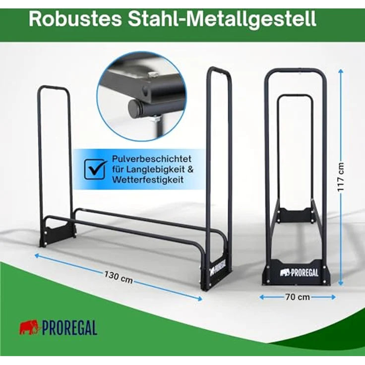 PROREGAL Kaminholzregal CHIMERA, wetterfestes Metallgestell mit Abdeckung und Handschuhen, 117x130x36cm, schwarz, für effiziente Holzlagerung im Freien – Bild 4