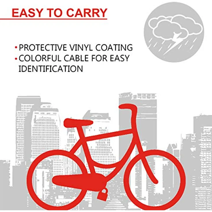 MASTER LOCK Fahrradschloss Kabelschloss [Schlüssel] [55 cm Stahlkabel] [Wetterfest] [Zufällige Farbe] 8630-F - Ideal für Fahrräder, Elektrisches Fahrradectric, Skateboards, Kinderwagen, Mähmaschine un – Bild 3