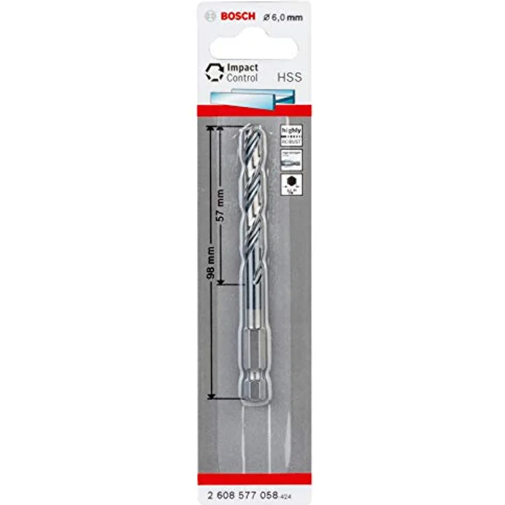 Bosch Accessories Metall-Spiralbohrer 6 mm, HSS Impact Control, 98 mm Gesamtlänge, 1 St. – Bild 1