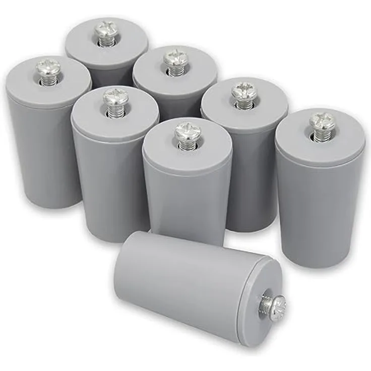 ECENCE Anschlagpuffer Stopper für Rollladen, 8er Set 40mm inkl. Schraube Grau, Endanschlag, Rollladen Schutz komplett
