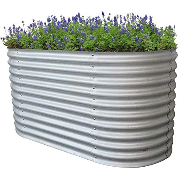 RS Trade® Rimini XL Hochbeet L 200 cm x B 100 cm x H 82 cm Gemüsebeet Gartenbeet Kräuterbeet Anzuchtbeet Frühbeet Stahl-Wellblech Zink-Alu Metall witterungsbeständig