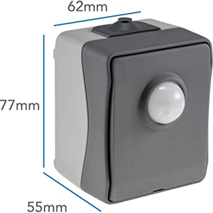 ChiliTec Bewegungsmelder Aussen Aufputz für Feuchtraum IP54 Innen & Außenbereich Wetterbeständig - Ersatz für einen Lichtschalter Grau/Anthrazit – Bild 5