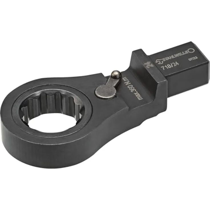 STAHLWILLE Einsteck-Ratschenringschlüssel 27 mm, umschaltbar, 72 Zähne, 14 x 18 mm Aufnahme für Drehmomentschlüssel, schwarz brüniert