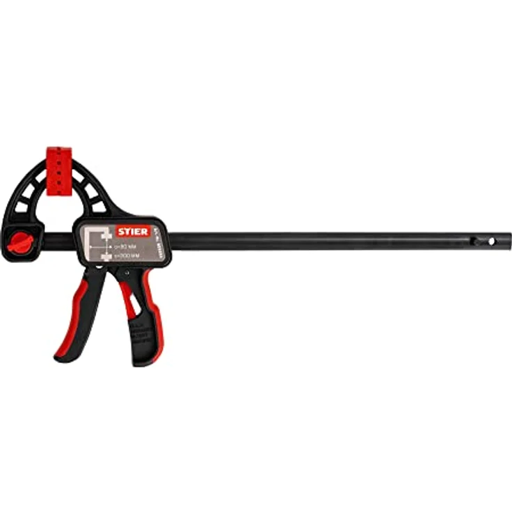 STIER Einhandzwinge, 300 mm Spannweite, 80 mm Ausladung, zum Spannen und Spreizen, ergonomisch geformter Griff – Bild 1