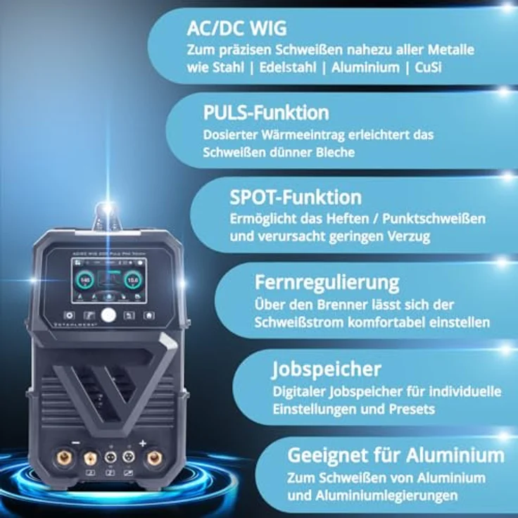STAHLWERK AC/DC WIG 200 Puls Pro Touch, Schutzgas Schweißgerät mit 5-200 A und 3m Profi WIG-Schweissbrenner – Bild 2