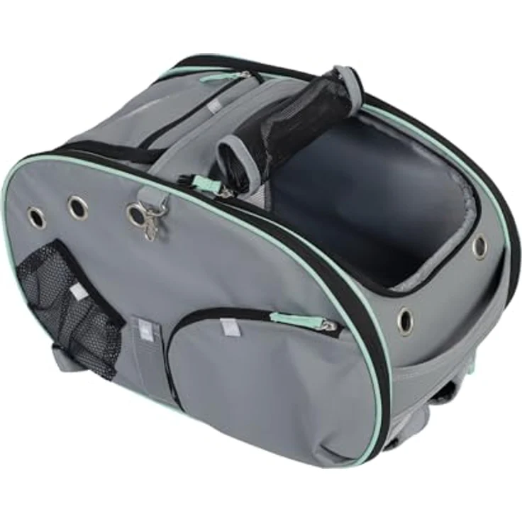 Nobby Tiertransporttasche Multifunktions-Rucksack Nomad grau, ideal für kleine Hunde bis 6 kg, strapazierfähige Mikrofaser. – Bild 4