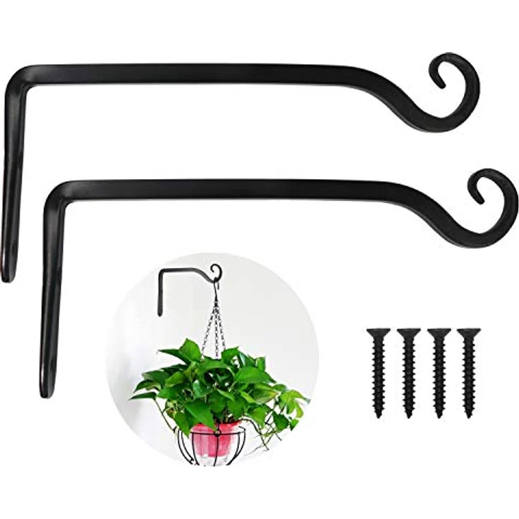 LOOGI Pflanzenhalterung Blumenampelhalter, 25 cm Eisen Wandhaken für Pflanzer und Dekoration - 2 Stück, rostbeständig und handgeschmiedet – Bild 1