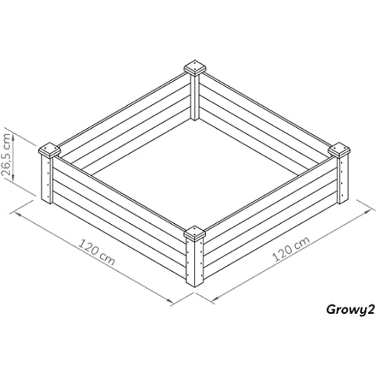 needs&wants® Große Hochbeet-Umrandung aus Holz für Garten Terrasse, Pflanzbeet Bausatz XL quadratisch, Blumenbeet Kräuterbeet Beetumrandung niedrig deko, 120 x 120 x 26,5 cm, dunkel-braun – Bild 5