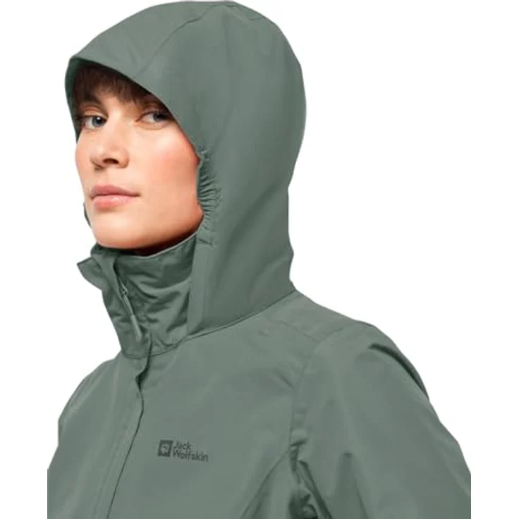 Jack Wolfskin Stormy Point, Damen Wetterschutzjacke, wasserdicht und atmungsaktiv, Grün, Größe L – Bild 5