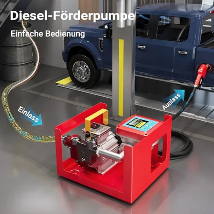 WilTec - Dieselpumpe Heizölpumpe selbstansaugend 230V 550W 60l-min Digitalzählwerk Zapfpistole Schläuche – Bild 2