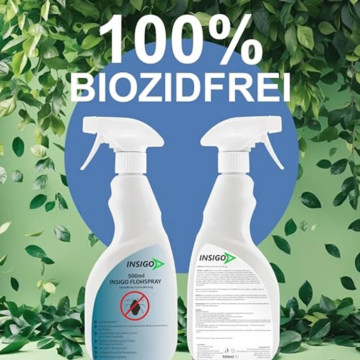 INSIGO Insektenspray Anti Floh-Spray, 1 l, biozidfreie Wasserbasis-Formel, geruchsarm, für Innen- und Außenbereich – Bild 3