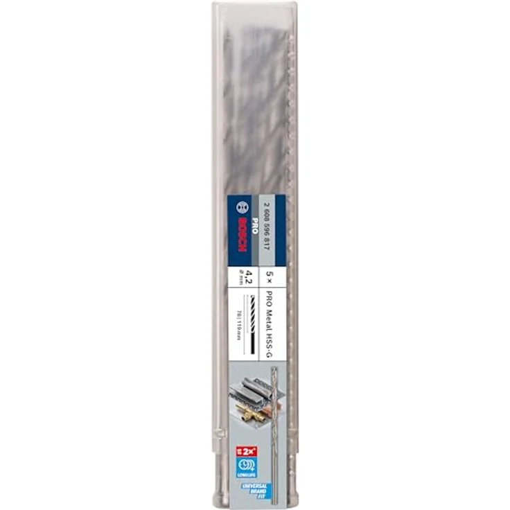 Bosch Professional Metallbohrer HSS-G geschliffen mit langer Arbeitslänge (5 Stück, Ø 4,2 mm) - Preisvergleich – Bild 2