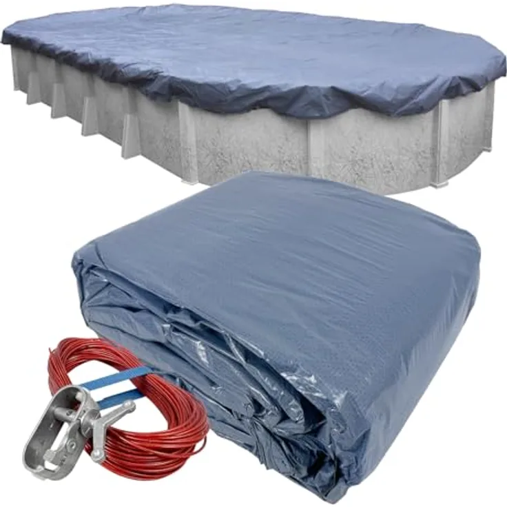 Pool Mate 461015-PM Klassische Winterabdeckung, oval 15 x 30-ft. Pool azurblau