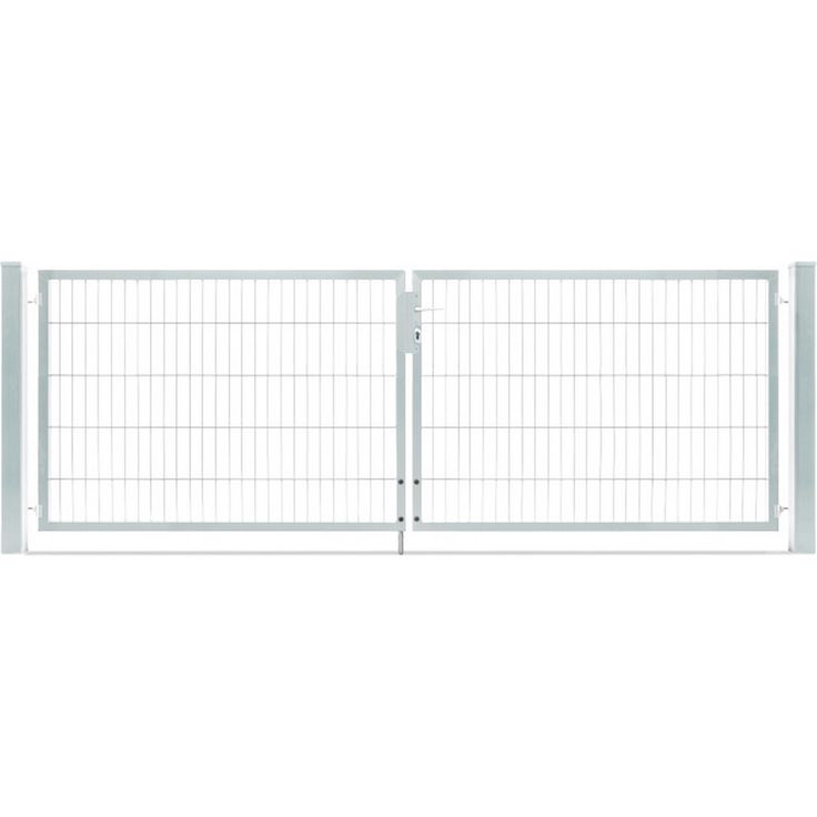 deutsche zauntechnik Doppelflügeltor 'Vario Compact', feuerverzinktes Gartentor, 300 x 100 cm, 2-flügelig, robust mit 90°/180° Öffnungsrichtung