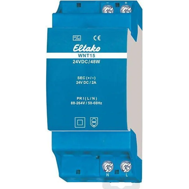 Eltako WNT15, Digitale Wochenschaltuhr 24V DC/48W, 2 Teilungseinheiten, IP20, für Tragschienenmontage
