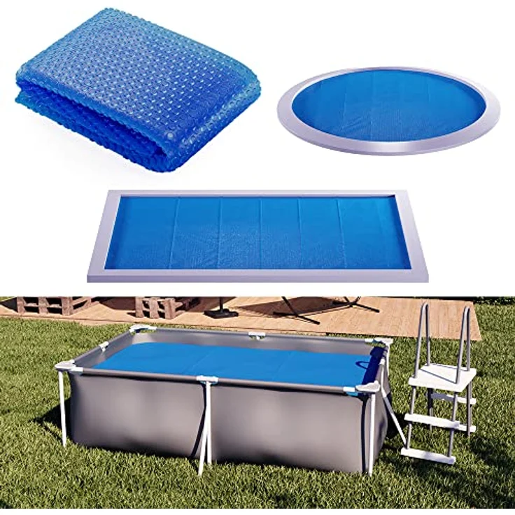 OK-Living Eckige Solarfolie Pool blau, Solarabdeckplane 260x160 cm – Bild 2