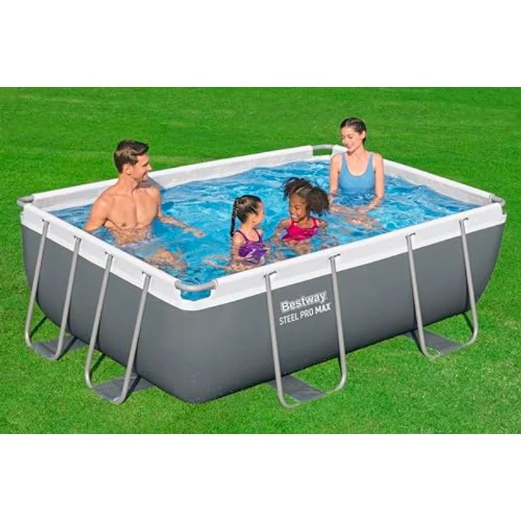 Bestway Steel Pro Max, rechteckiger abnehmbarer Pool 282 x 196 x 84 cm mit Kartuschenfilter 1.249 l/h – Bild 2