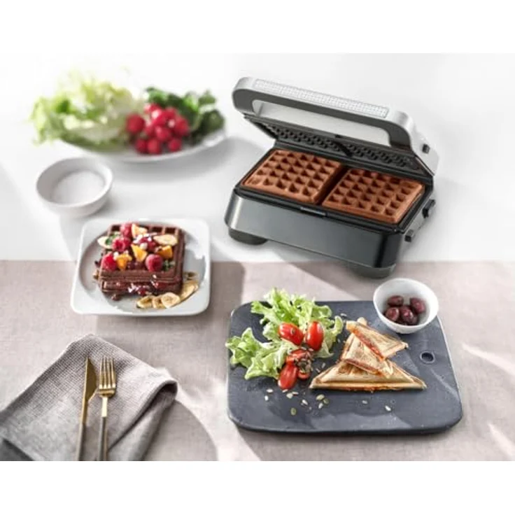 Braun SnackMaker 5 SM5038, Elektrogrill mit abnehmbaren Waffel-, Sandwich- und Grillplatten, spülmaschinenfest, 800W, Silber – Bild 5