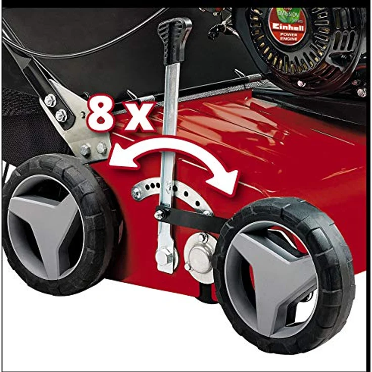 Einhell Benzin-Vertikutierer GC-SC 4240 P (bis 1.200 m², 4.2 kW, 4-Takt-Motor, kugelgelagerte Messerwalze mit 18 Stahlmessern, 8-stufige zentrale Arbeitstiefeneinstellung) – Bild 4