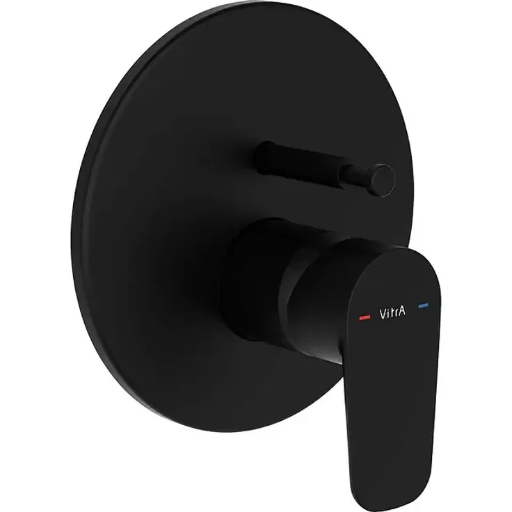 VitrA Flow Soft UP-Badewannenarmatur, Einhebelmischer in Matt-Schwarz, Ausladung: 87 mm, integrierter Handbrauseanschluss