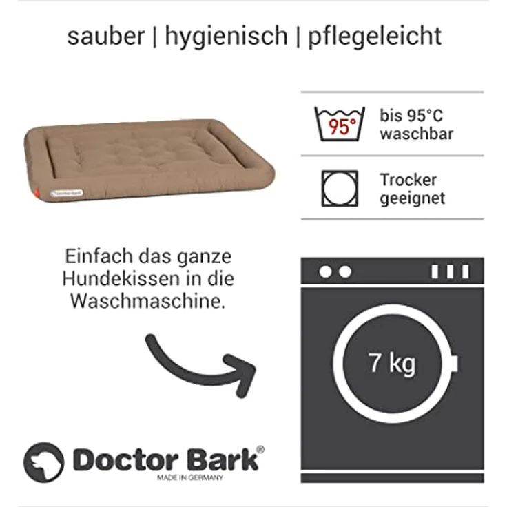 Doctor Bark Hundekissen - orthopädisches Hundebett, 95°C waschbar, hygienisch, robust & bequem (L - 90x70 cm, Goldbraun) – Bild 5