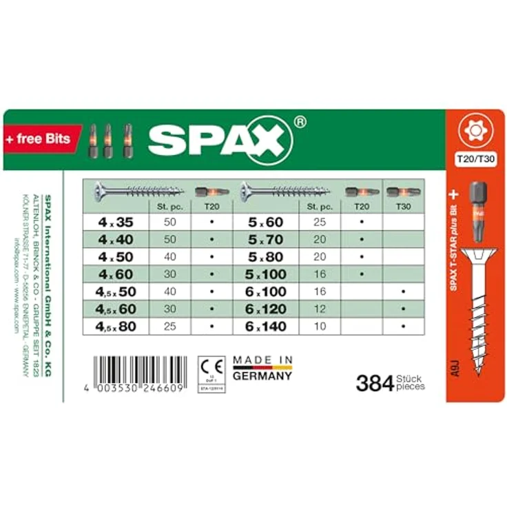 SPAX Sortiment Koffer, Schrauben-Set mit 14 Abmessungen, 387 Stück, Senkkopf, T-STAR plus, WIROX-Beschichtung – Bild 5