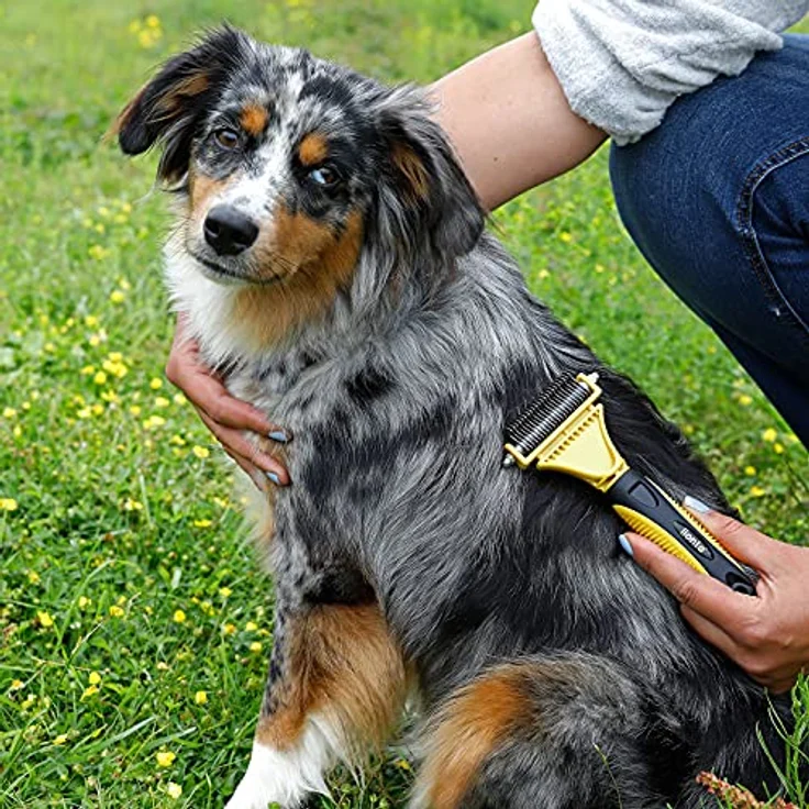 lionto Unterfellbürste für Hunde Hundebürste Unterfellkamm Fellpflegebürste Hundekamm – Bild 2