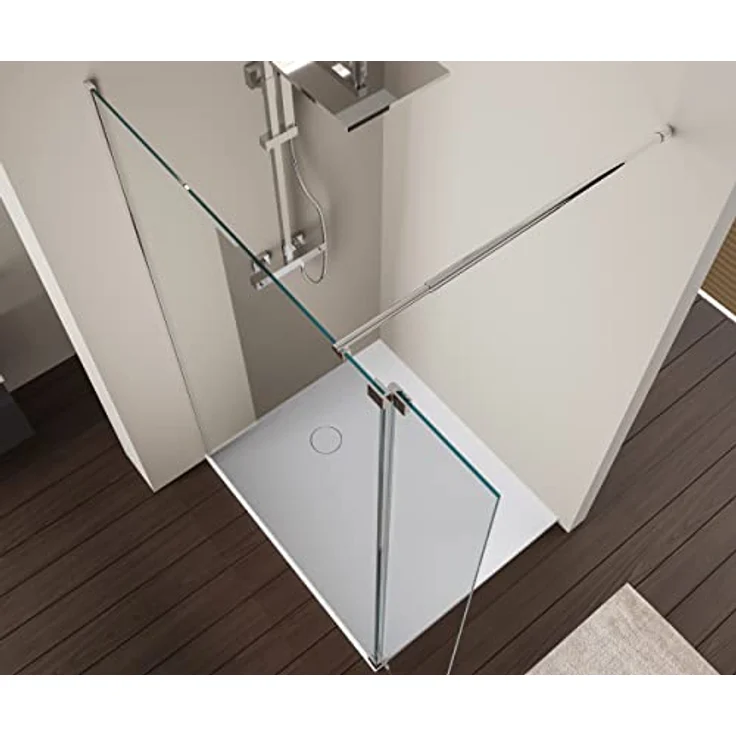 Bernstein Walk-in-Dusche NT109, 8mm Klarglas mit Nano-Beschichtung, Chromprofil, inkl. Spritzschutz, wählbare Breite bis 120 cm, 200 cm hoch – Bild 5